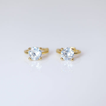 6mm Swarovski Crystal 14k Gold And Sterling Silver Cartilage Hoop Earrings, Statement Earrings, Upper Helix Hoop Earrings.